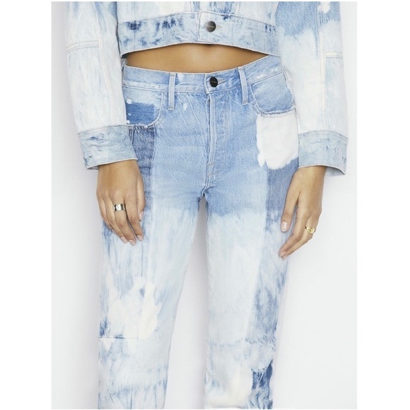 NWT FRAME 90s High Rise Acid Wash Denim Ankle Crop Raw Hem Straight Leg Jeans 25 - Picture 5 of 14